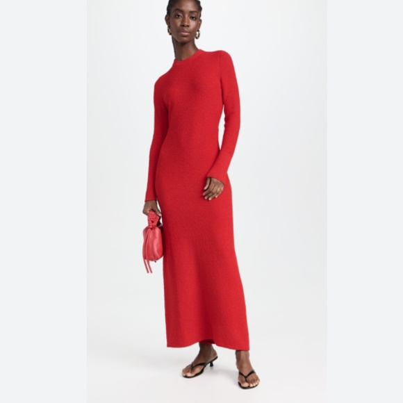 Proenza Schouler Runway Lara Knit Boucle Red Maxi Long Sleeve Occassion Dress S - Picture 1 of 11